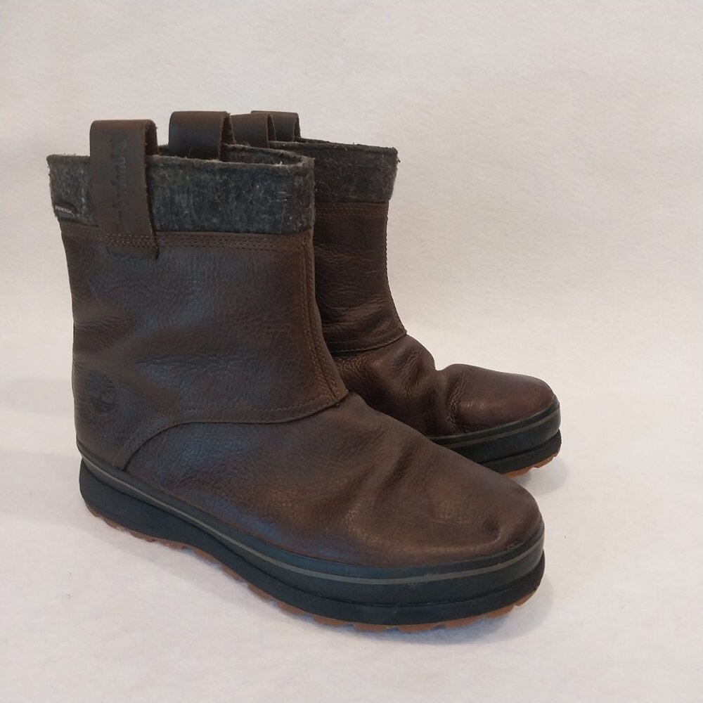 Timberland Brown Leather Boots Mens 8 Earthkeepers Waterproof Climapath Vibram